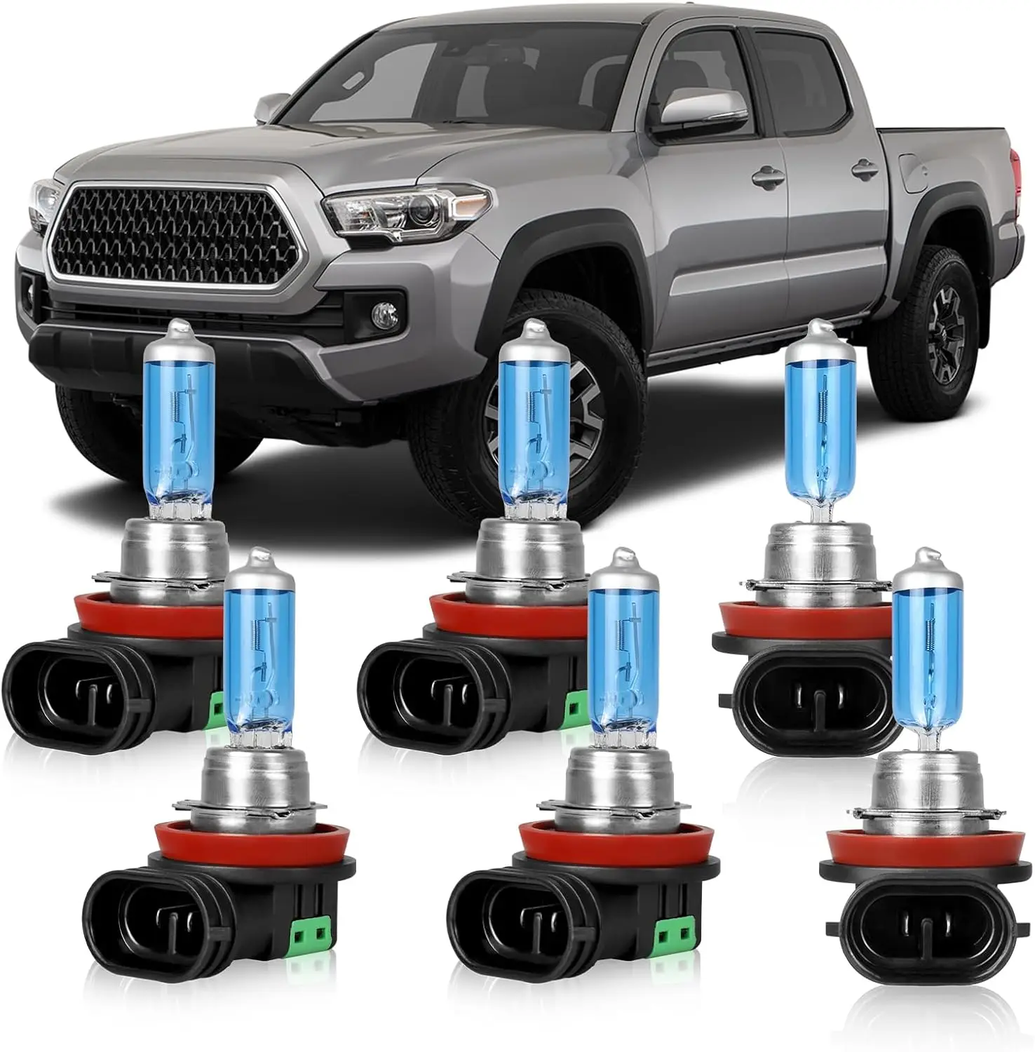 

Подходит для Toyota Tacoma (2016-2023) галогенные лампы для фар, H9 дальнего света + H11 ближнего света + H11 сменные лампы для противотуманных фар