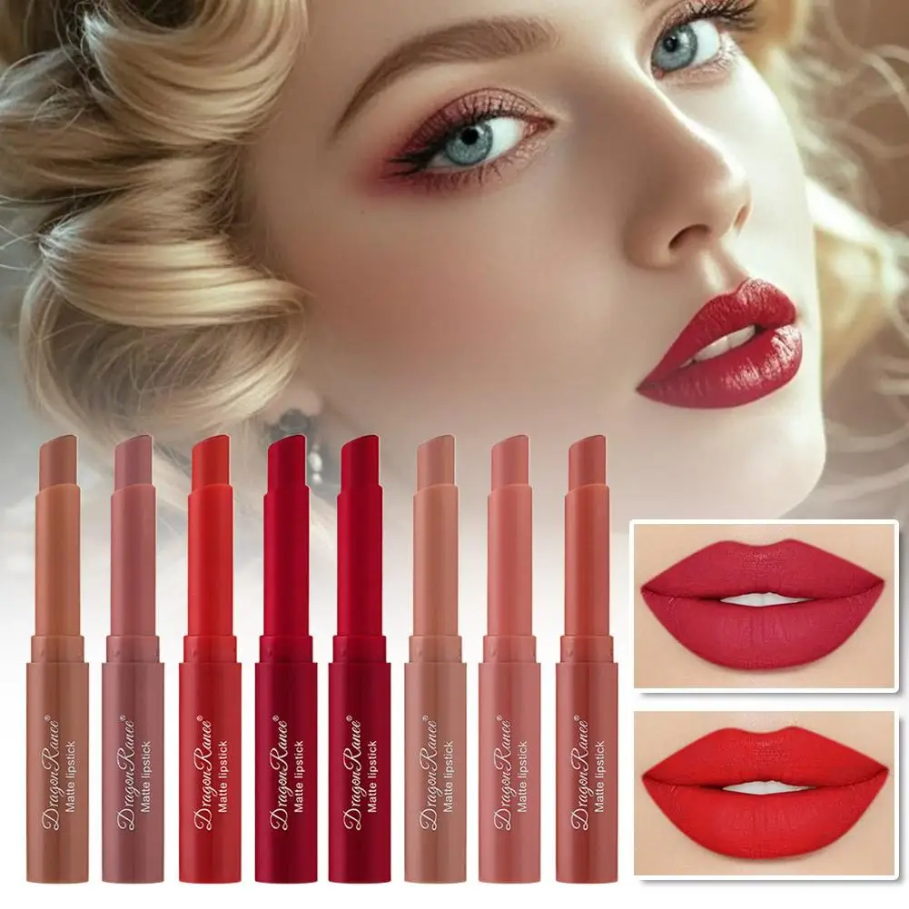 Matte Fluwelen Lippenstift Krijt Schuine Cut Lippenbalsem Potlood Langdurige Naakt Dusty Rose Bean Pasta Kleur Lippenstift voor Vrouwen Dagelijks