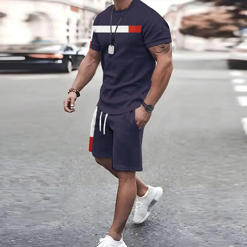 New Men\'s 3D Casual T-Shirt Shorts Set Plus Size Sportswear Multifunctional Casual Suit Summer Shorts Outdoor T-Shirt Shorts