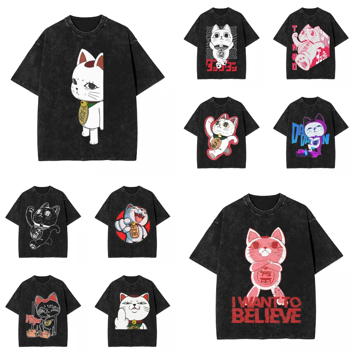 

Футболка Turbo Granny Dandadan Cat, футболки в стиле Харадзюку, винтажные топы с короткими рукавами, летние повседневные удобные футболки большого размера