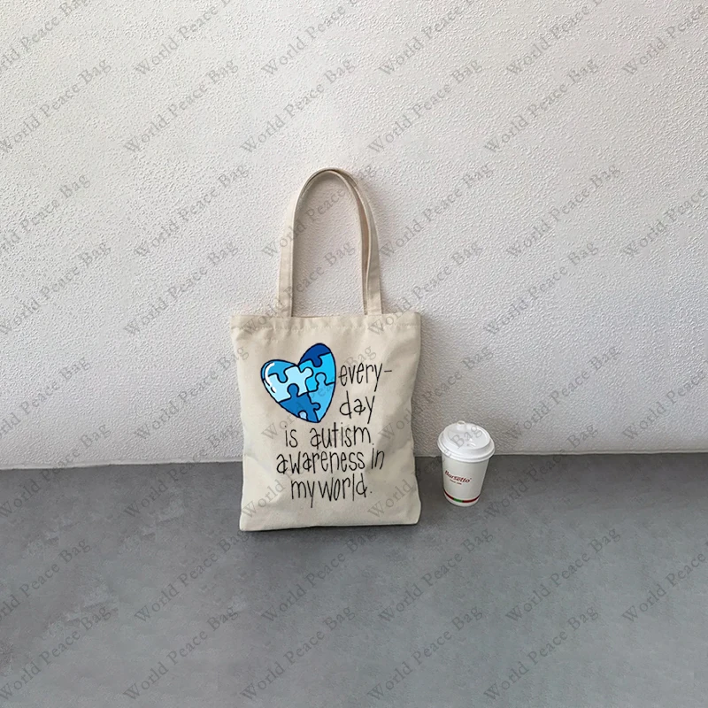 1 pc Color outside the lines Autism pattern Trendy Folding Shoulder BagSummer Beach holiday Bag Autism Equality gift