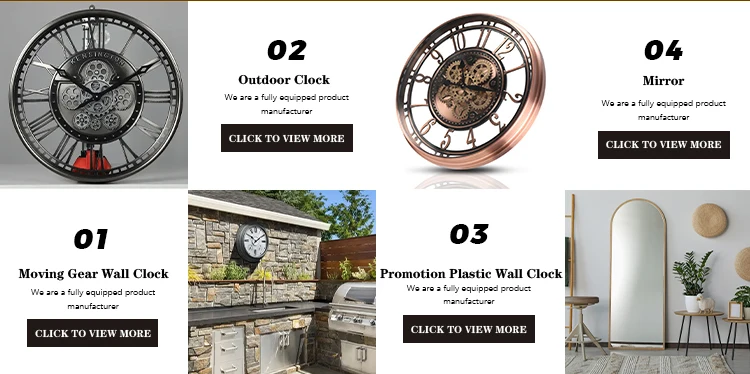 ساعة حائط خشبية كبيرة مقاس 24 بوصة - ساعة ديكور منزلية ذات تروس متحركة معدنية عتيقة للبيع بالجملة