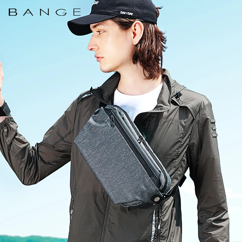 BANGE Men Oxford Anti-theft Zipper Fashion Multifunction Crossbody Bag Shoulder Bag Travel Messenger Pack Chest Bag for Male