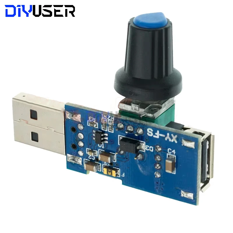 โมดูลควบคุมความเร็วพัดลม 5V PWM,มินิ USB DC Cooling Governor 4-Speed ​​ปรับสำหรับ PC Case 3D เครื่องพิมพ์เงียบ