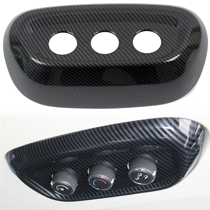 Car Carbon Fiber Roof Rear Air Conditioner Ajustment Knob Decor Frame Cover Trim Fit for Dodge Durango