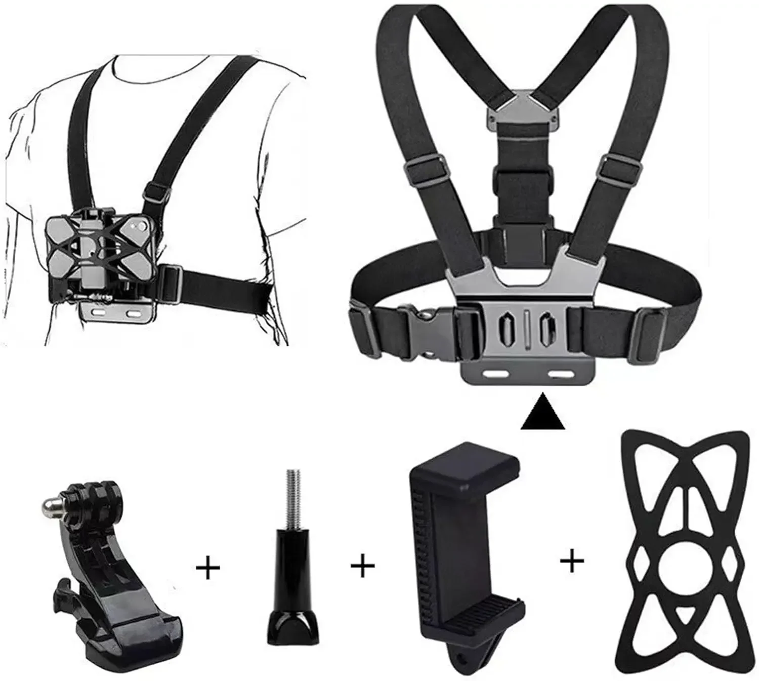 Chest Strap Rotate Phone Mount for iphone Smart Phone Belt Body Harness Holder for Gopro Hero 12 11 10 9 8 Insta360 Dji Camera