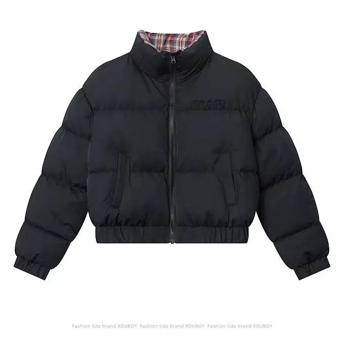 Veste rembourrée réversible Vintage américaine, nouveau Design, manteau court épais et chaud à carreaux, Style Ins, hiver 2024