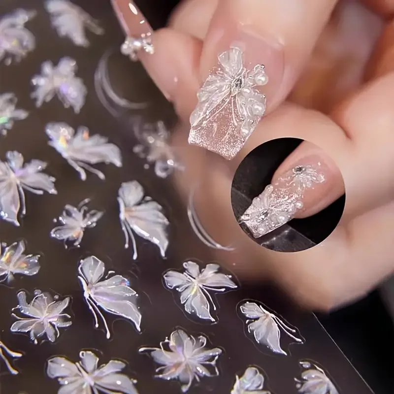 airy Butterfly Nail Stickers Aurora Butterfly Nail Decals Nail Art Stickers for Parties Wedding Dating