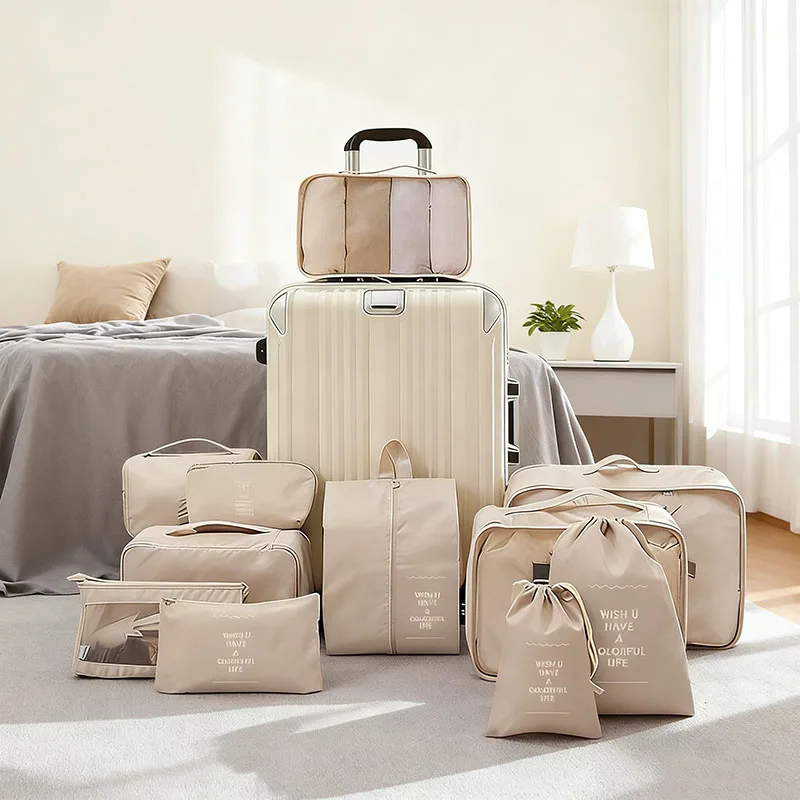 Travel Storage Bags Set 7/8/9/10-Piece Digital Toiletries Organizer Suitcase Packing Cubes for Clothes Shoes Clothes Tidy Pouch view 6