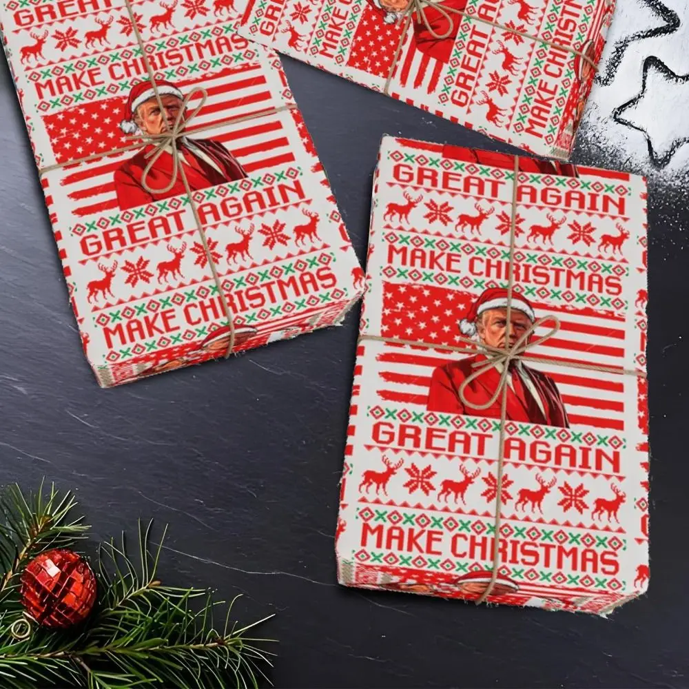 Unique Trump Wrapping Paper Christmas Santa Wrap Paper Christmas Gift Wrap President Gift Wrap Christmas Tree Decoration Funny