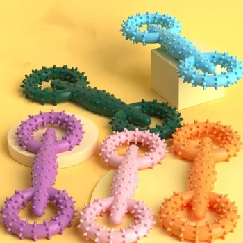 개 당겨 반지 강아지 씹는 장난감 불멸의 애완 동물 당겨 반지 장난감 지루함 구호 치아 청소를위한 대화 형 강아지 씹는 장난감