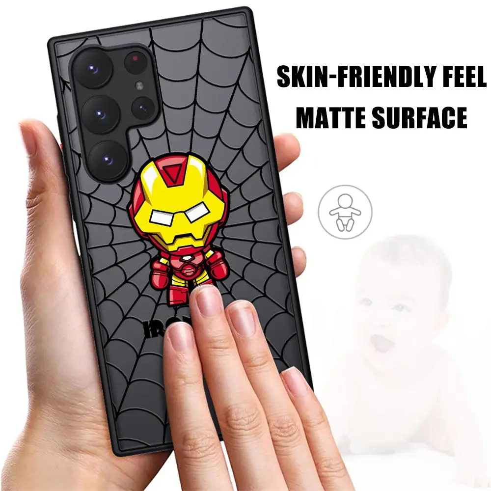 Marvel Hero Matte Clear Fundas per Samsung S23 Ultra Case Galaxy S20 FE S21 S22 Ultra 5G S10 S8 S9 Plus Cover Spider-Man Ironman