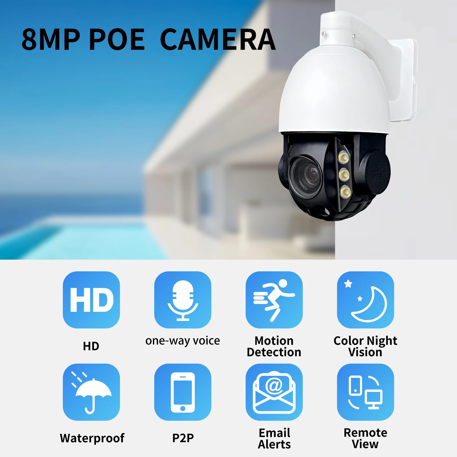 

AZISHN Outdoor Color Night Vision 4K IP Camera Optical 20X Zoom CCTV Video Security 8MP Human Automatic Tracking H.265+