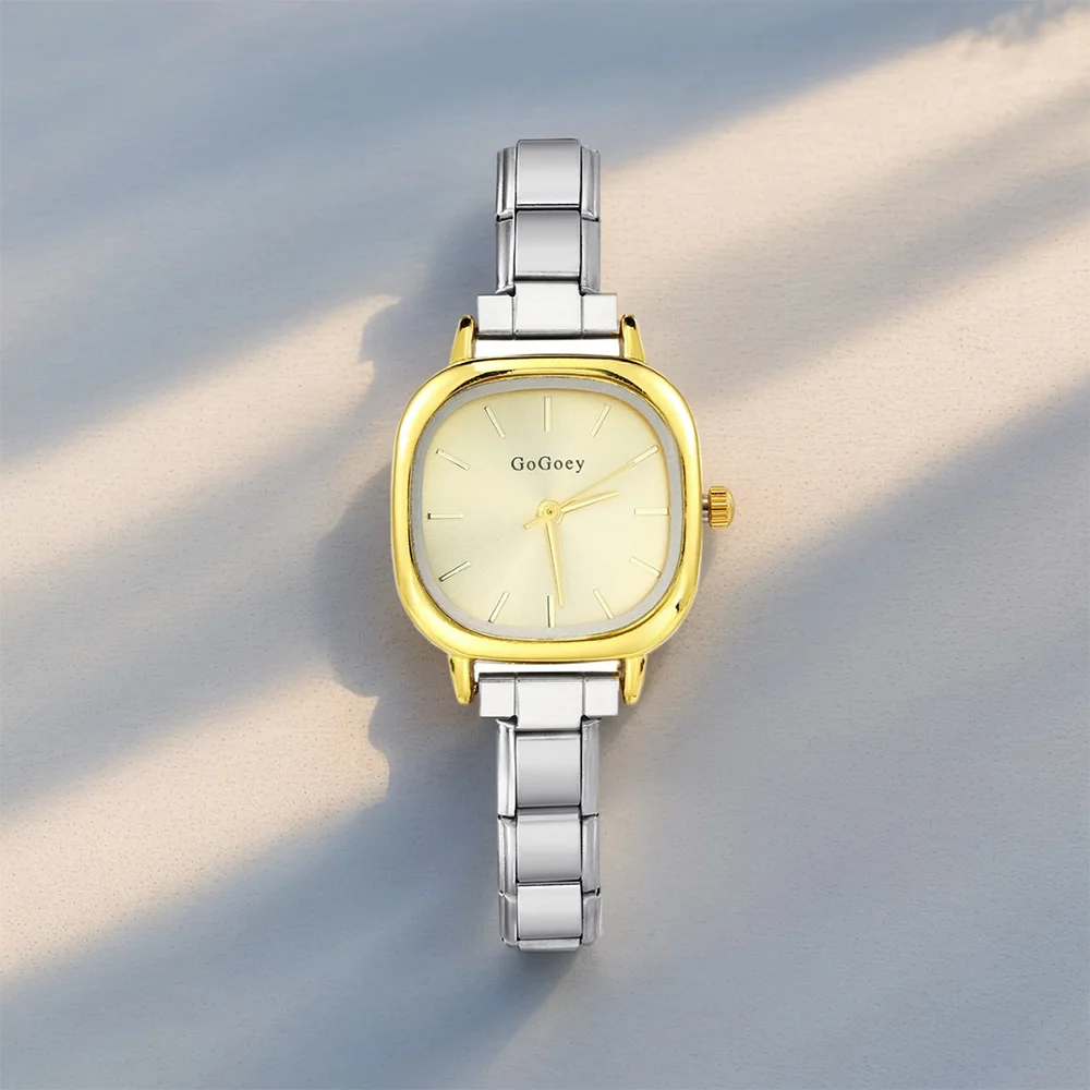 Trendy Quartz Watch Delicate New Birthday Party Gifts Women Men Stainless Steel Strap Width 9mm Casual Trend Squarel Watch