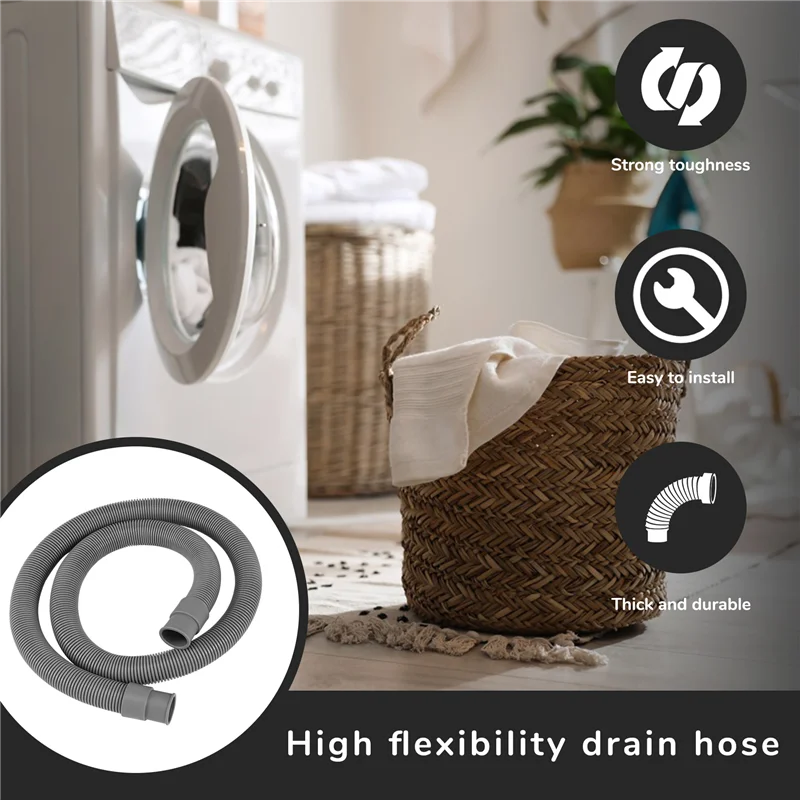 مجموعة تمديد خرطوم الصرف BAAN خرطوم الغسالة العالمي 1 متر، يشمل موصل خرطوم القوس ومشابك الخرطوم وخراطيم الصرف