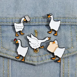 Cartoon Goose Enamel Pin Cute Animal Duck with Rose Bread Brooch Backpack Clothes Shirt Lapel Badges Wholesale Metal Pin Jewelry