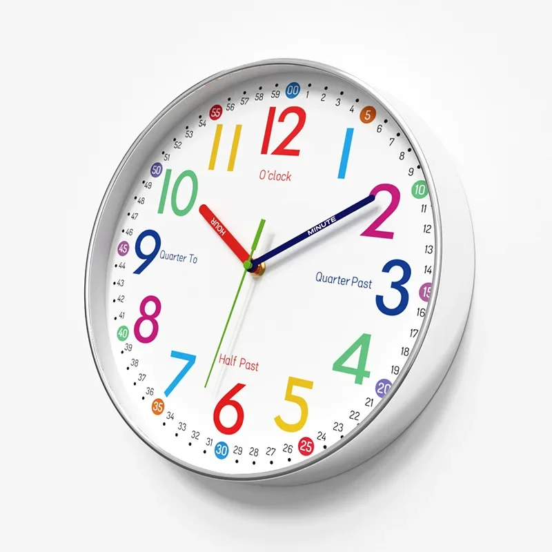 12 Inch Early Education Wall Clock Cartoon Children's Time Management Quartz Clock Home Wall Hanging Silent Clock 30CM