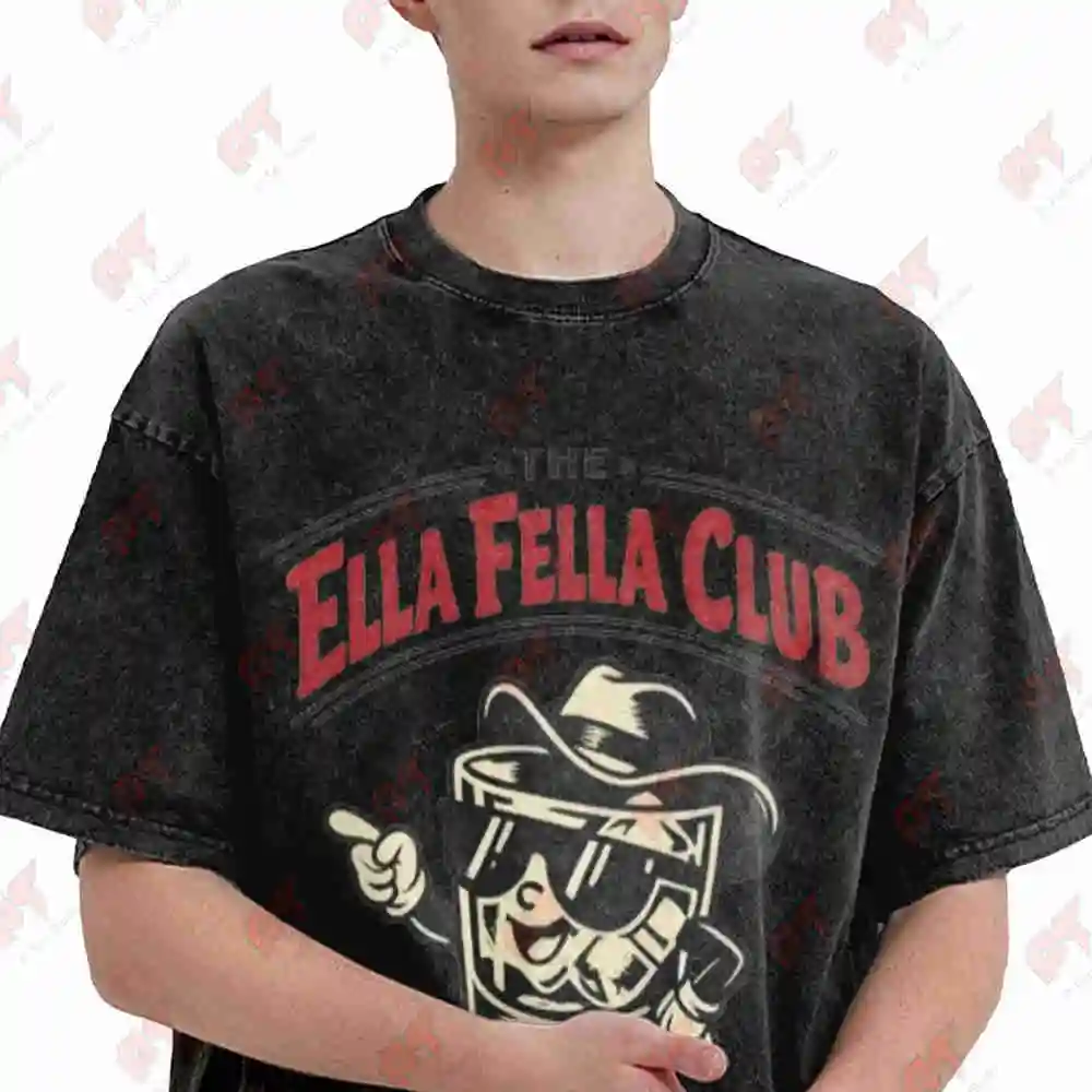 Ella's Fellas Club Western Country Concert Vintage Washed Tee Pure Cotton T-Shirt