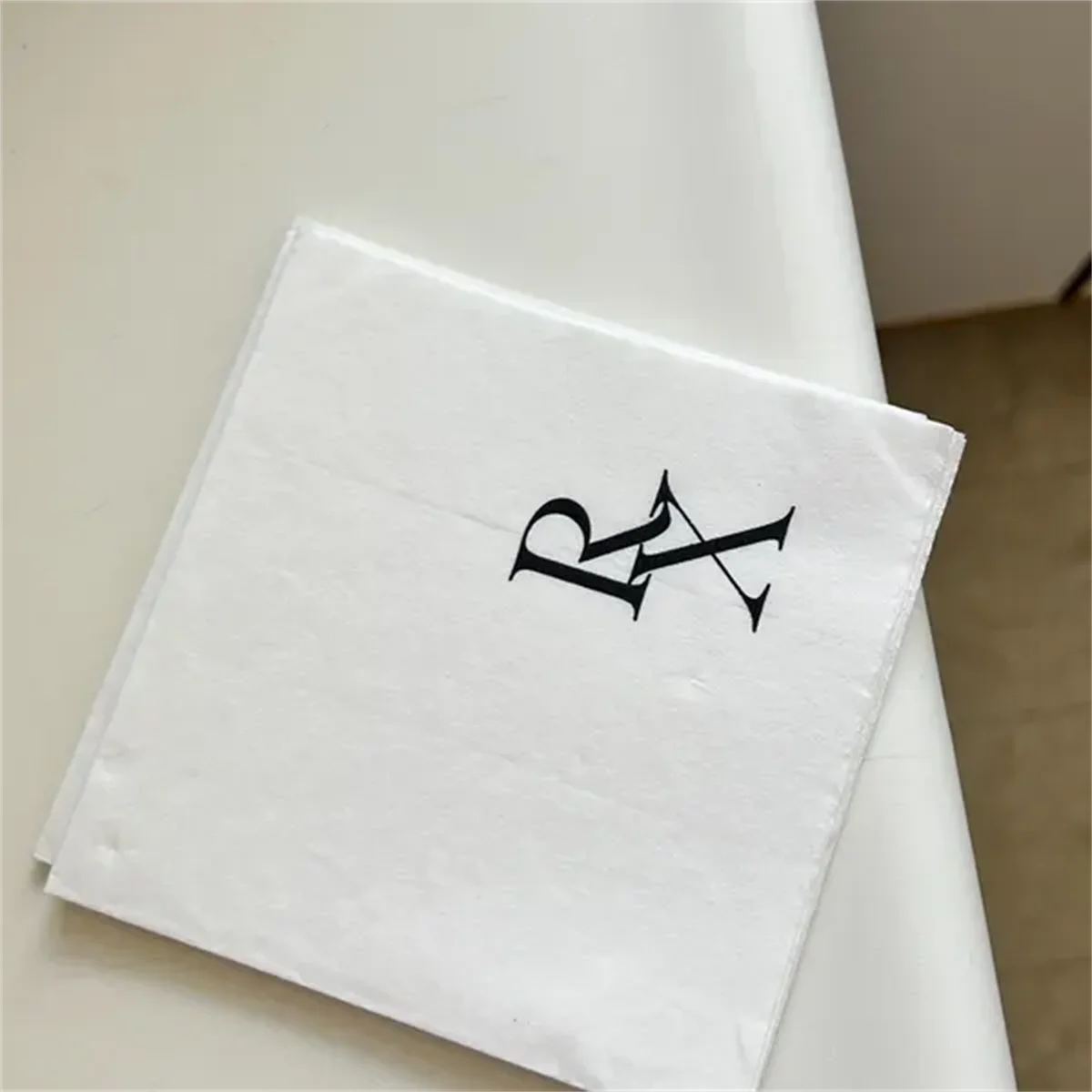 50pcs Custom Modern Monogram Printed Wedding Napkins | Simple Black and White Initial Cocktail Napkins for Wedding Reception | B