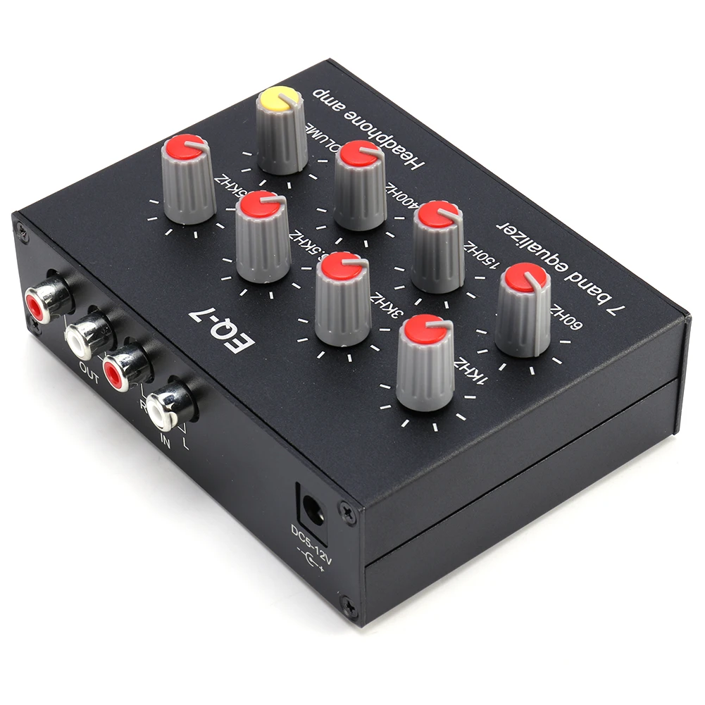 7 الفرقة معادل الصوت EQ 3.5 مللي متر جاك ثنائي القناة الصوت مكبر صوت أحادي 12dB عالية باس تعديل لعبة الهاتف المحمول وحدة التحكم