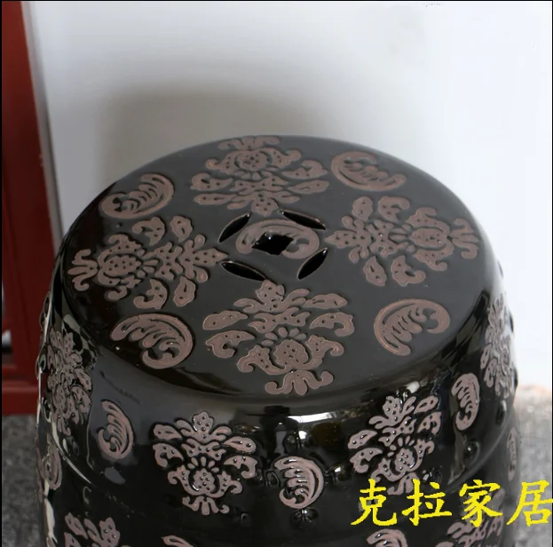 Black Jingdezhen porcelain Garden stool ceramic stool for dressing table drum chinese antique chinese ceramic drum stool