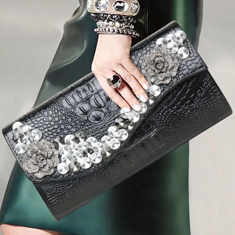 Clutch Bag Female 2021 Korean Style Envelope Bag Luxury Diamond Studded Bilg Large Capacity Fashion Shoulder Messenger Bag