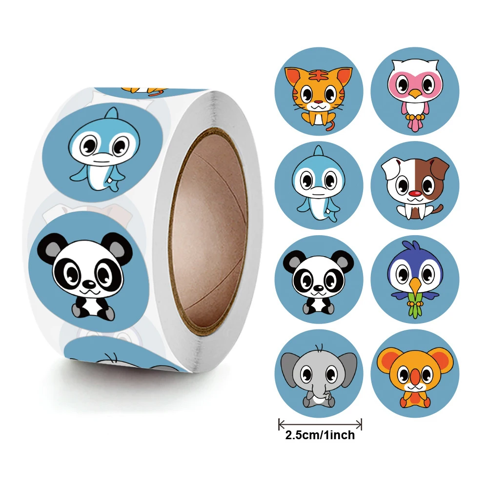 50-500pcs Animal Sticker Reward Sticker for Kids 1 inch Round Cartoon Sealing Labels for Teacher Supplies Encourage Cute Label