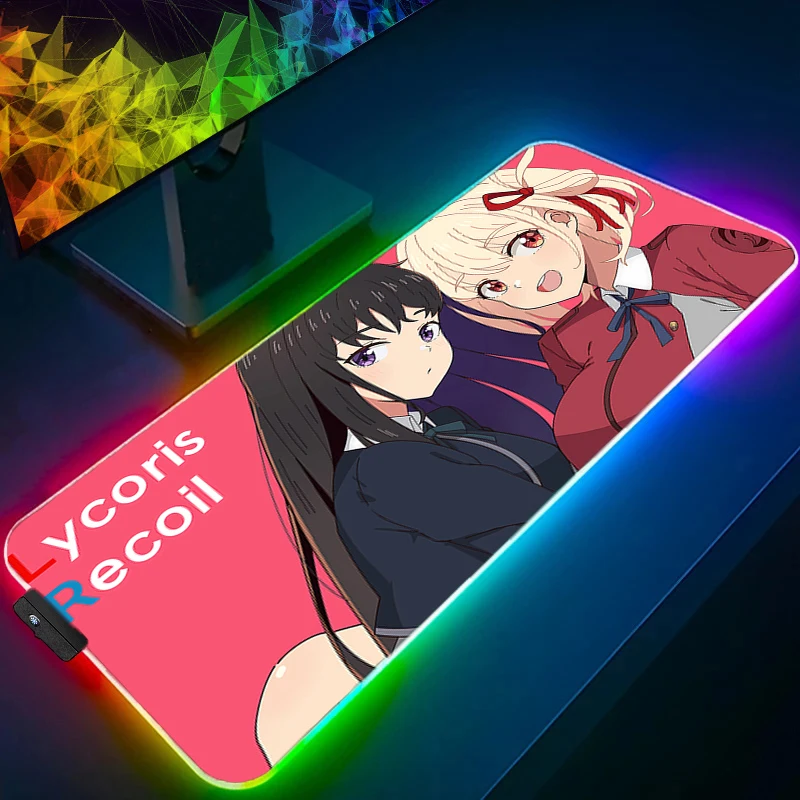Mouse Pad Kawaii Gaming Accessories RGB Notbook Computer Speed Mini LED PC L-lycoris R-recoil Gamer Keyboard Desk Mat Mousepad