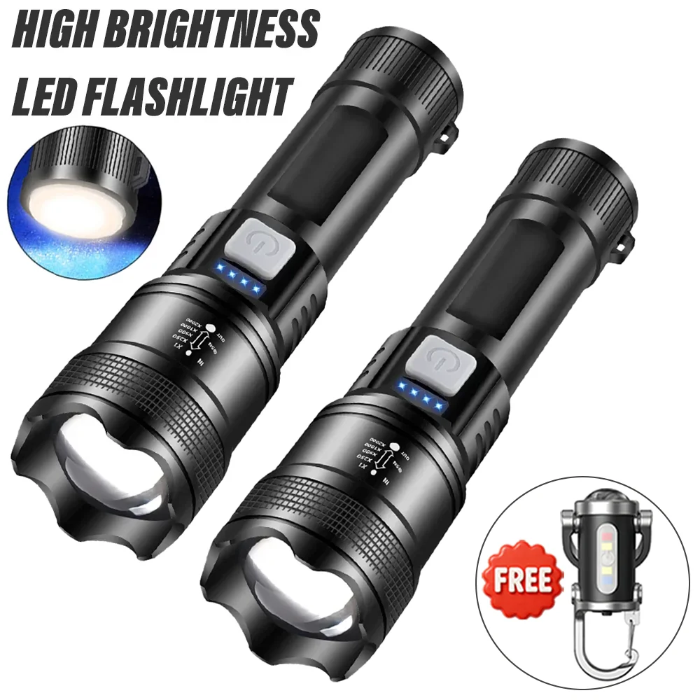 

Светодиодные фонари высокой мощности, встроенный аккумулятор, USB перезаряжаемый сильный ручной фонарь, многофункциональный фонарик для экстренного кемпинга