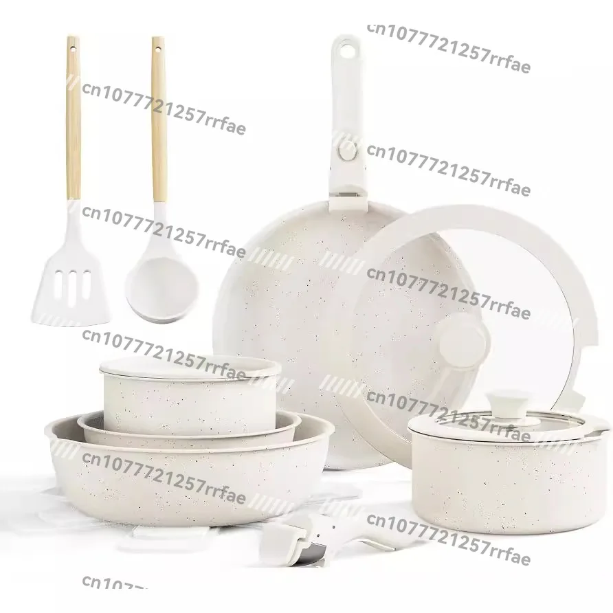 

Removable handle pot household pan outdoor cover pot stacking pot camping portable nesting doll utensils