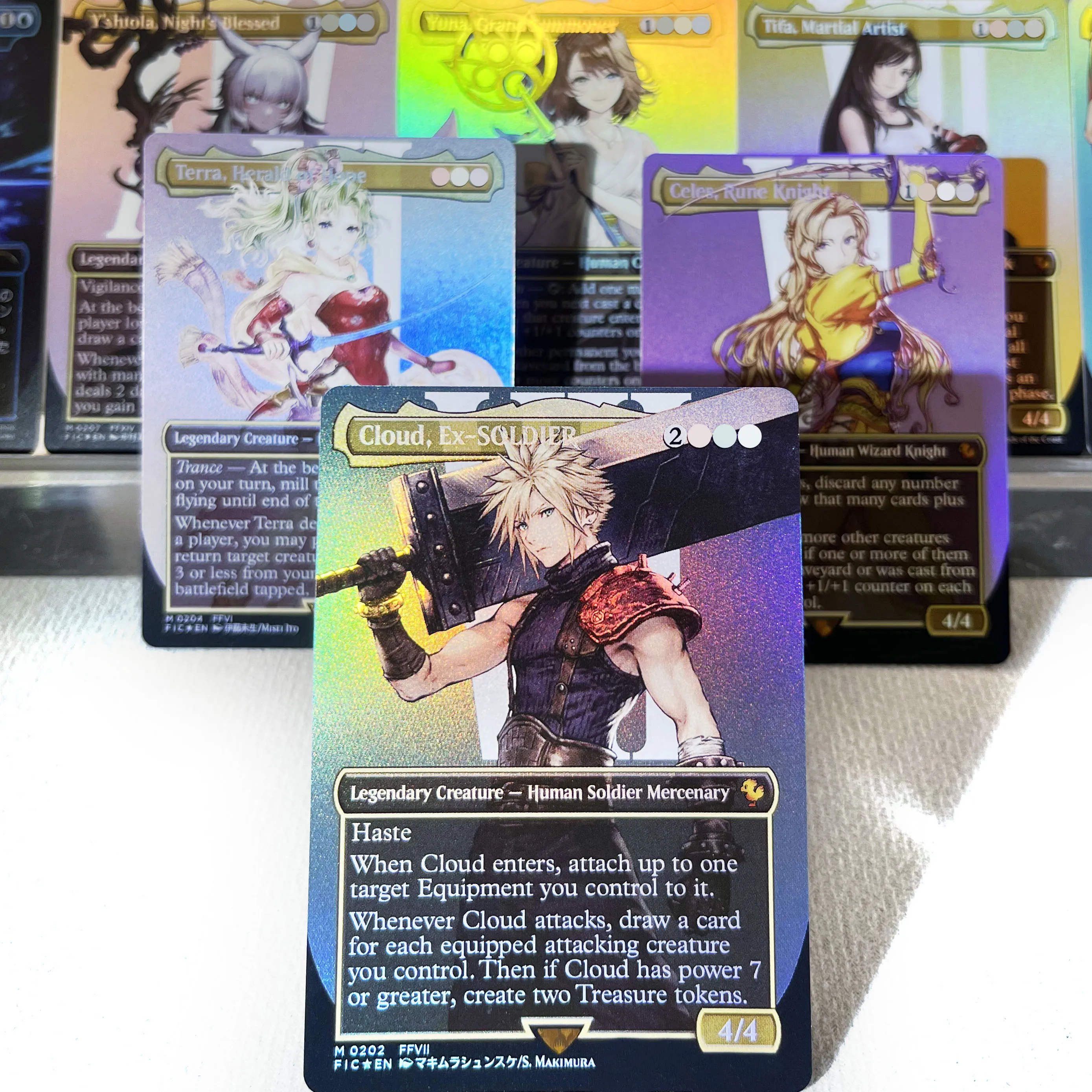 

FIN FOIL4-01 Tcg proxy magic cards Cloud, Midgar Mercenary Summon Bahamut Vivi Ornitier Buster Sword Traveling Chocobo gather
