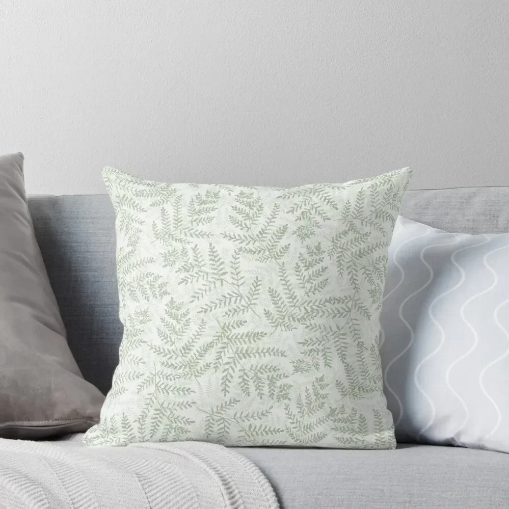 Fern Grotto Handpainted Fern Pattern in Layers of Olive and Pistachio Green Throw Pillow Sofa Decorative Covers pillow