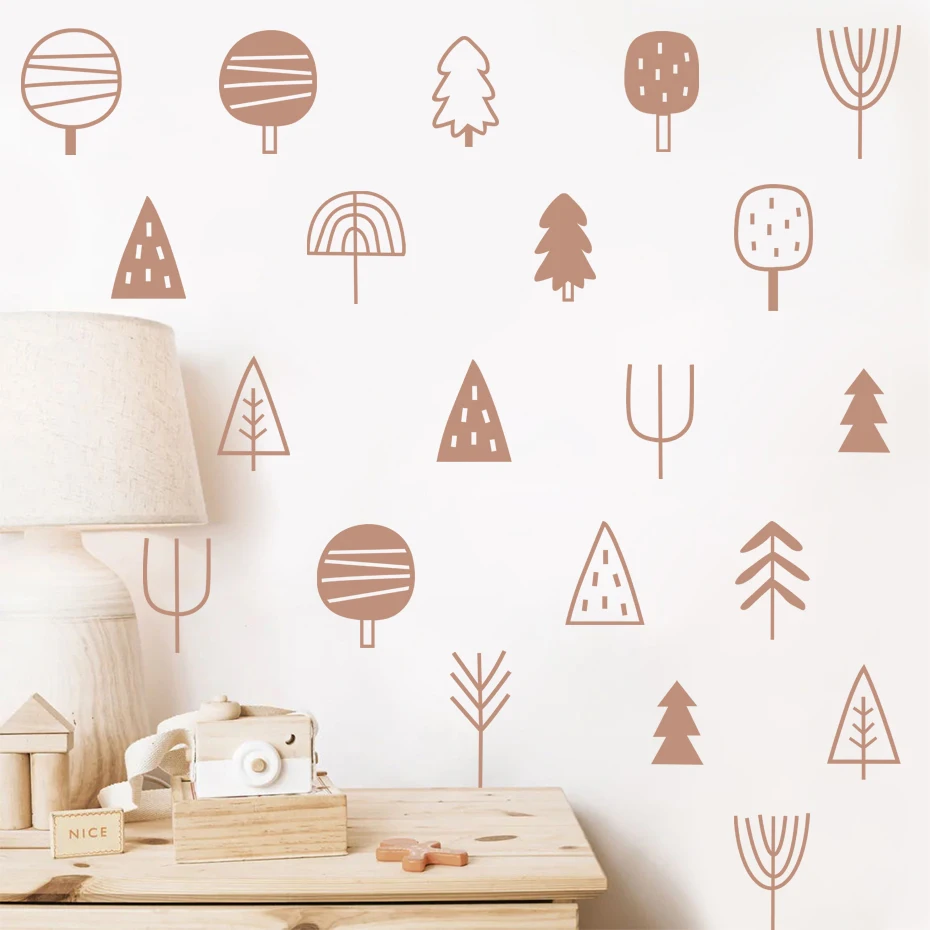 

Nordic Boho Woodland Trees Decoration Cartoon Tree Wall Stickers Home Decor Living Room Baby Rooms Nursery Gifts Kids Decals