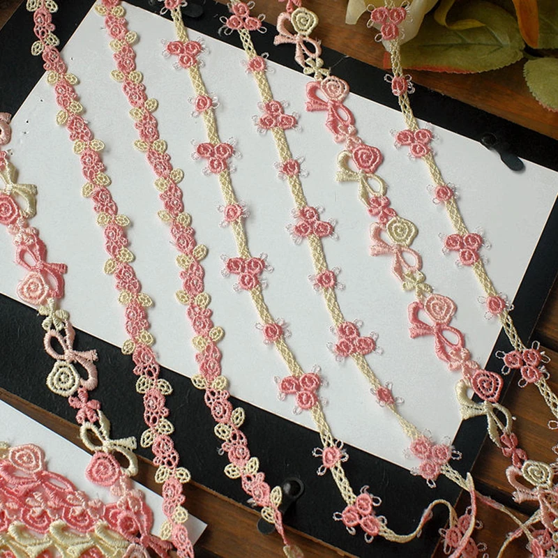 20 Meter wasserlöslicher hübscher rosa Spitzenbesatz zum Selbermachen, Nähen, Spitzenstoffbesatz, Bekleidungszubehör