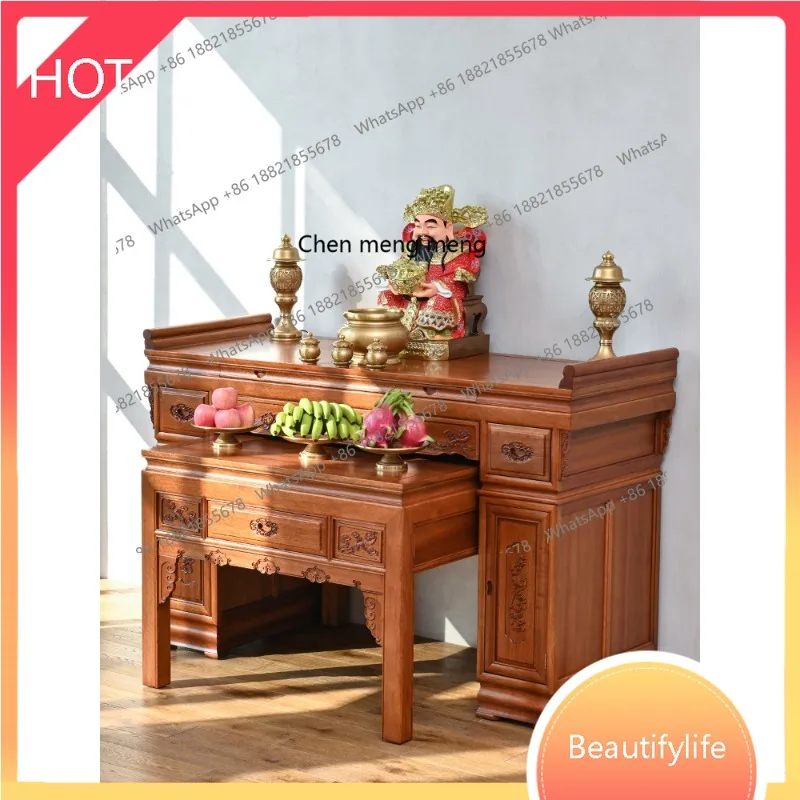

A51 Buddha niche incense table household Chinese shrine solid wood Buddha strip table rural family table offering