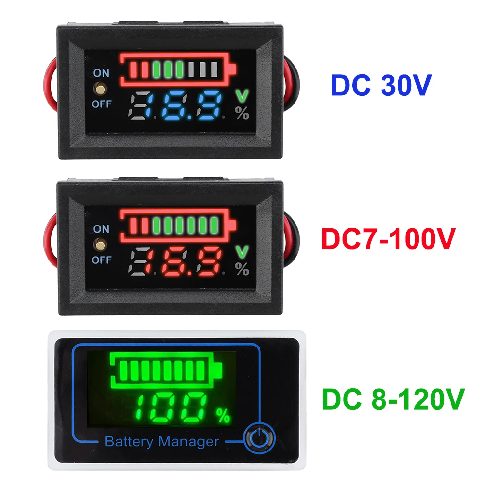 

12V 48V Lead Acid Battery Indicator Lithium Battery Pack Voltage Digital Display Meter Power Display to Detect Power Band Switch