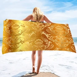 Beach Towel Vintage Gold Bath Towel Oversized,Sand Free Beach Towel Quick Dry Absorbent Towel for Travel Pool Yoga Gym Sport