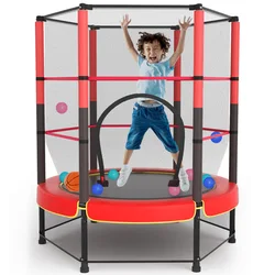 55Inch High Safety Net Trampoline Bed for 1-2 Kids Indoor Baby Bounce Bed All Steel Frame Fitness Bed Child's Birthday Gift