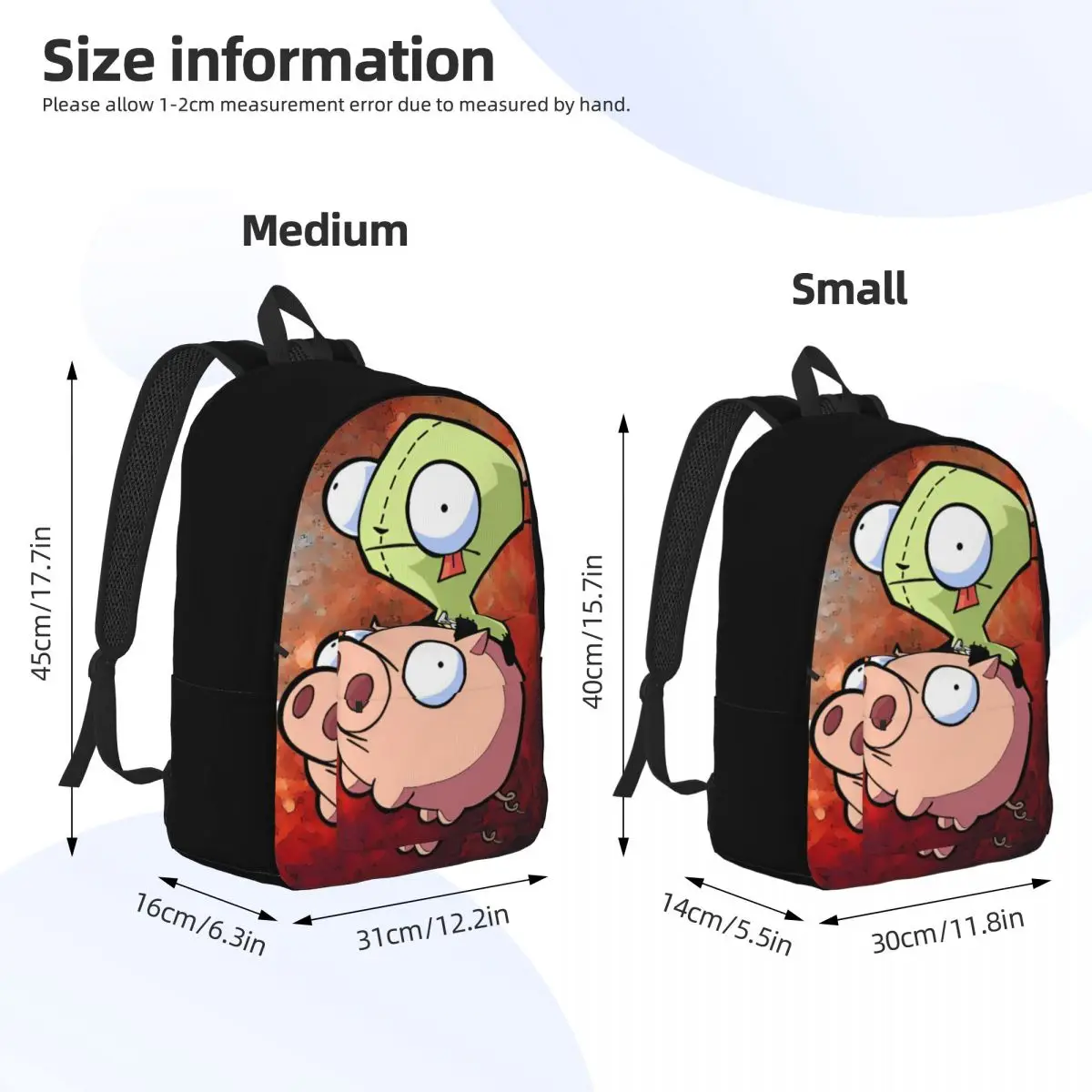 Invaders Zims Backpack for Preschool Kindergarten School Student Video Game Nicktoon Dooom Bookbag Boy Girl Kids Daypack Travel