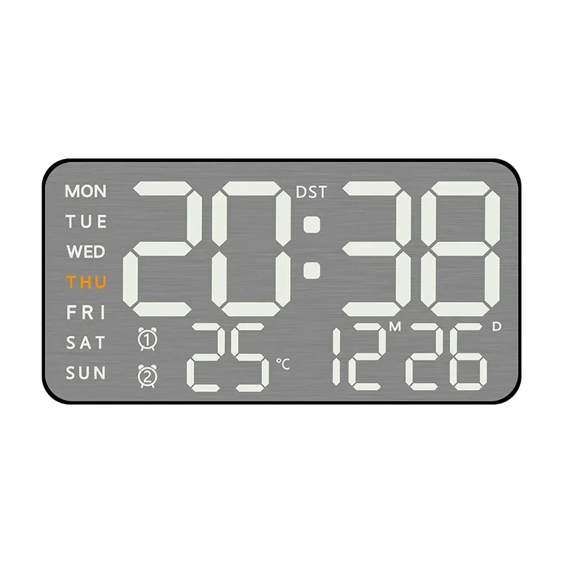 New Digital Wall Clock Large Display Digital Calendar Clock with Date Time Week Temperature Alarm Dimmer LED Clock for Bedroom
