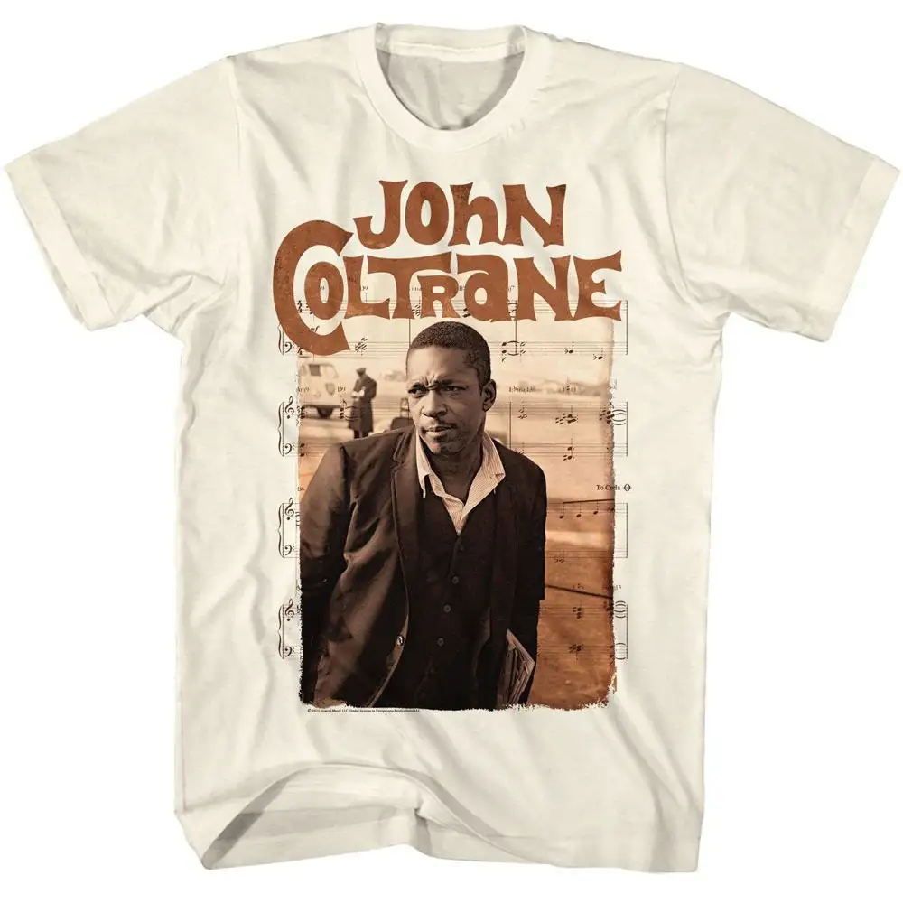 John Coltrane Sepia And Notes Natural Adult T Shirt