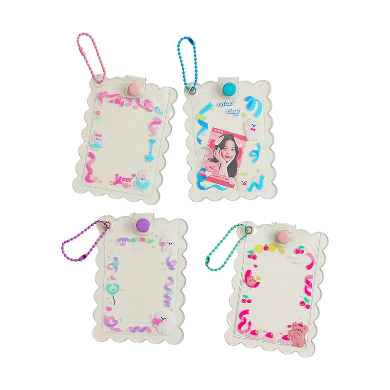 

Милый мультяшный прозрачный держатель для карт, чехол для фото, защита для карт Kpop, защитный чехол для карт, брелок, держатель для фотокарт