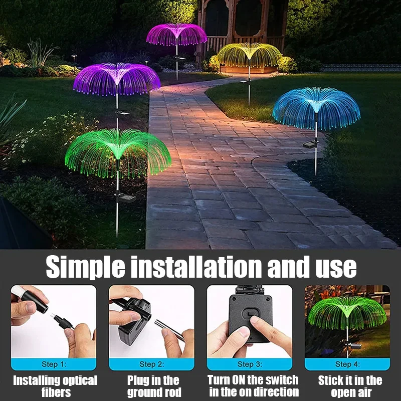 1/2/4/6 Pcs Solar Garden Lights Outdoor 7 Color RGB Gradient Jellyfish Solar Lights Waterproof Lawn Lights for Landscape Pathway