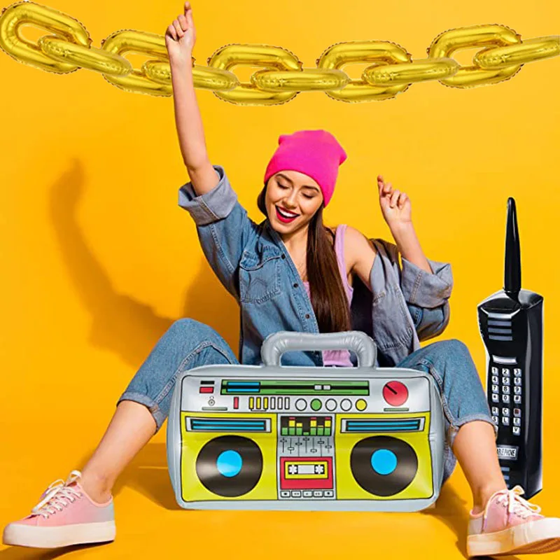 Rollschuh ballons Radio Handy Folien ballons 80er 90er Jahre Mode Rock Party Luftballons Hip Hop Disco Retro Party Dekorationen – Detail 3