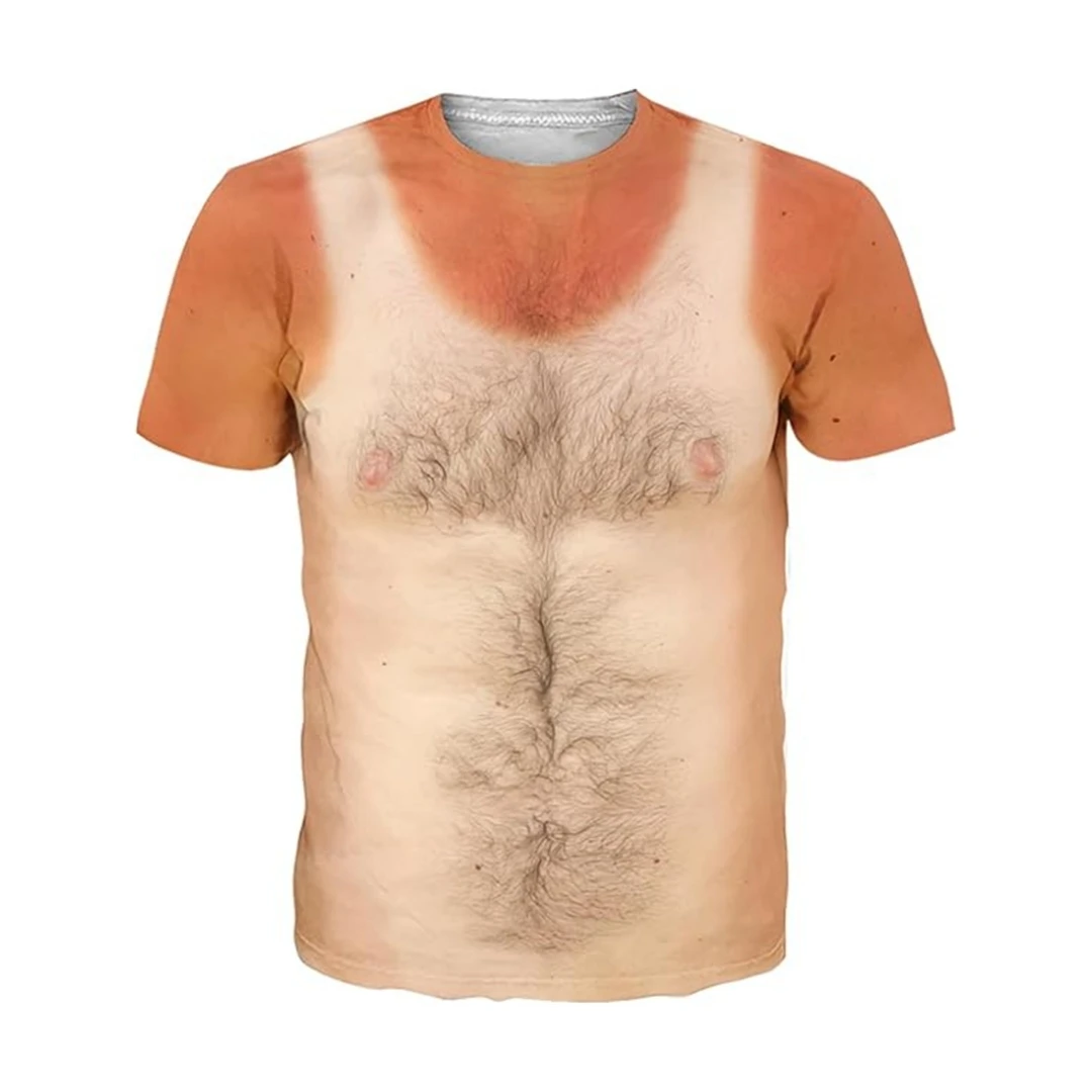 Funny Muscle Mens T Shirt Graphics Spoof 3D Printing T-Shirt Personality Short Sleeve Round Neck Casual Shirt Men Cool Tees Tops