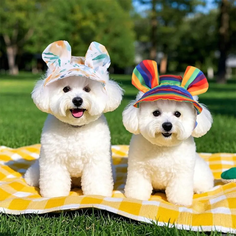 

Pet Supplies With Ear Dog Sunscreen Hat Adjustable Colorful Dog Fisherman Hat Cute Pet Baseball Cap Small and Medium Dogs