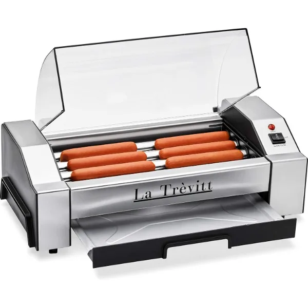 

La Trevitt Hot Dog Roller- Sausage Grill Cooker Machine- 6 Hot Dog Capacity - Commercial and Household Hot Dog Machine