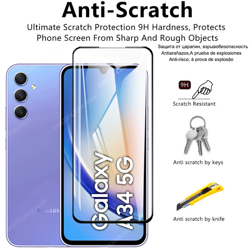 HD Tempered Glass For Samsung Galaxy A54 A14 A34 A53 A33 A13 A52 S20FE 5G Full Cover Screen Protector A73 A52S A51 A72 A23 Film