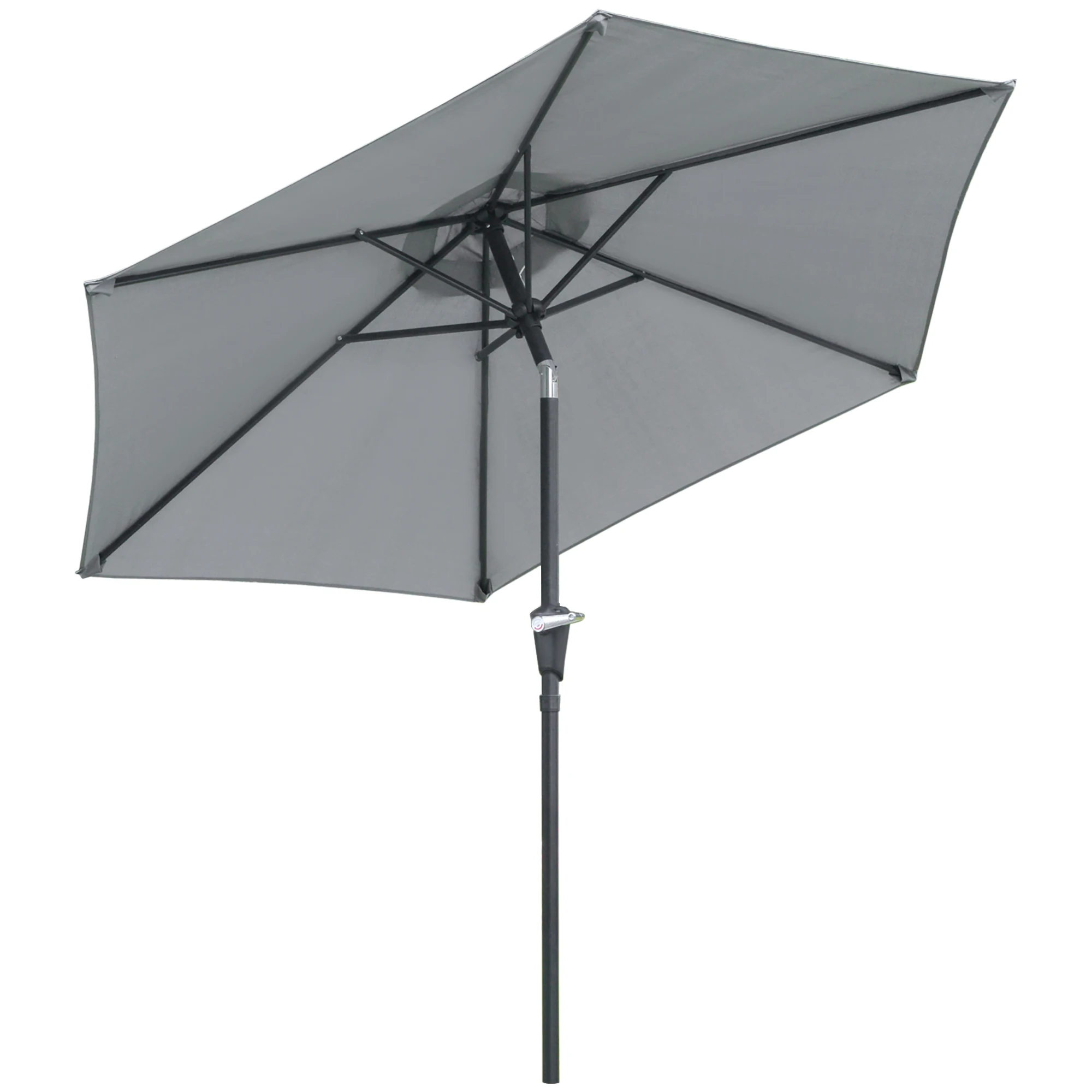 

2.3x2m tilted garden umbrella with crank opening and 6 ribs, gray