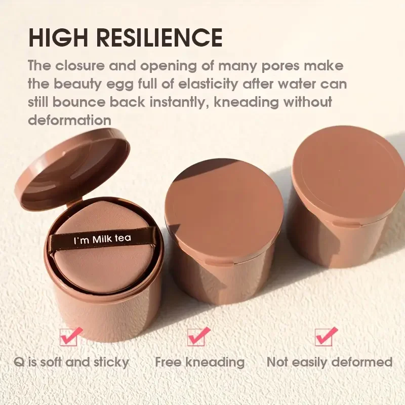 Esponjas de maquillaje con cojín de aire, 7 Uds., con caja de almacenamiento, redondas/en forma de gota de agua, esponja reutilizable, uso seco y húmedo, herramientas para cosméticos